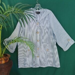 Jones New York Blue and White Striped Shirt